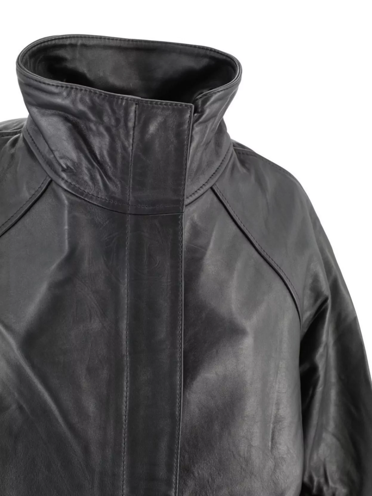 Soeur Oversized Leather Jacket With Raglan Sleeves