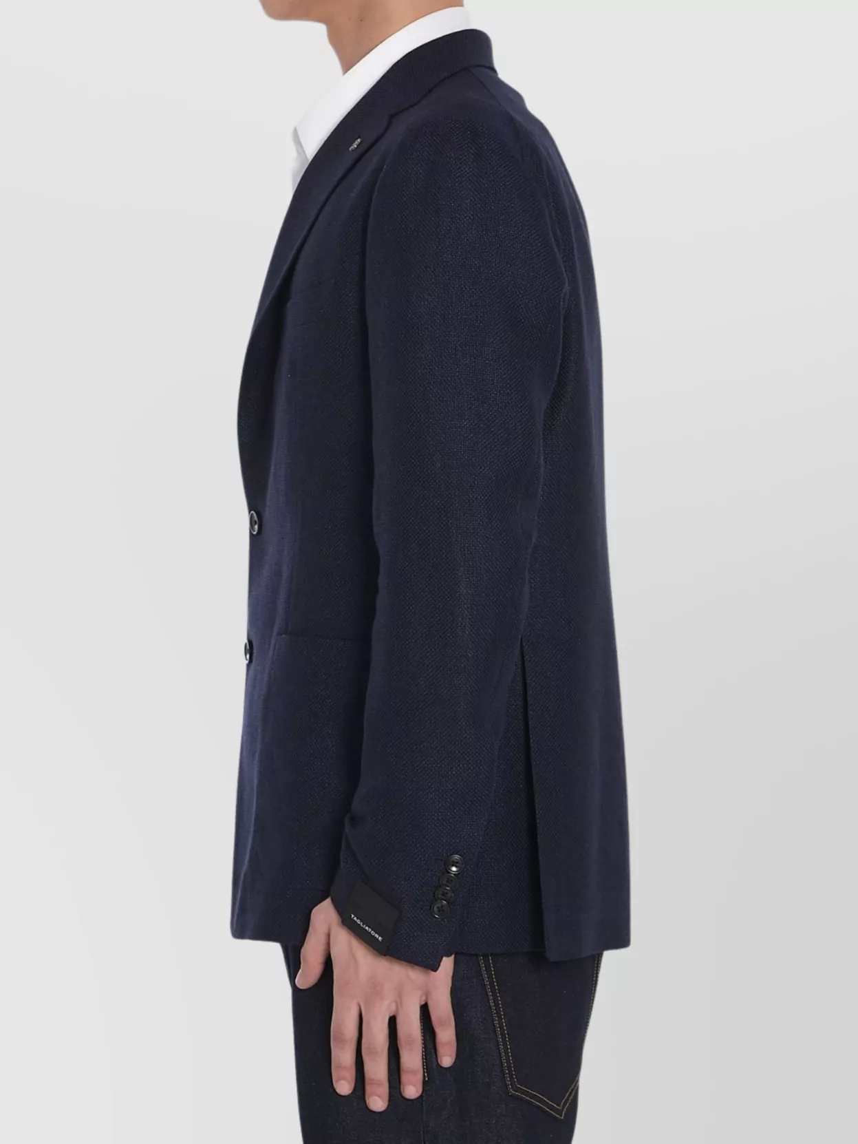 Tagliatore Lapel Single-breasted Jacket With Front Patch Pockets In Blue