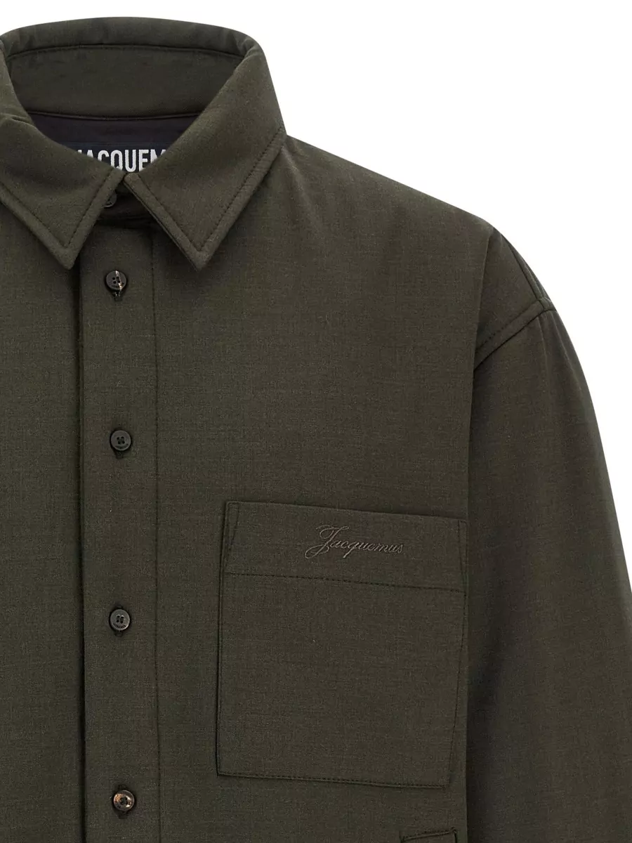 Jacquemus Virgin Wool Padded Asymmetric Long-Sleeve Shirt Jacket