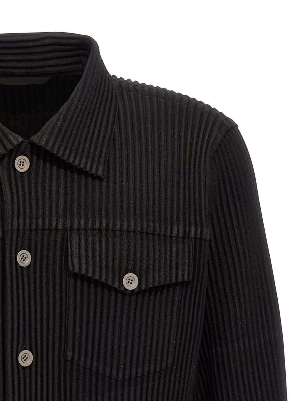 Shop Issey Miyake Jacket Wool-like Chest Pockets Ribbed Texture