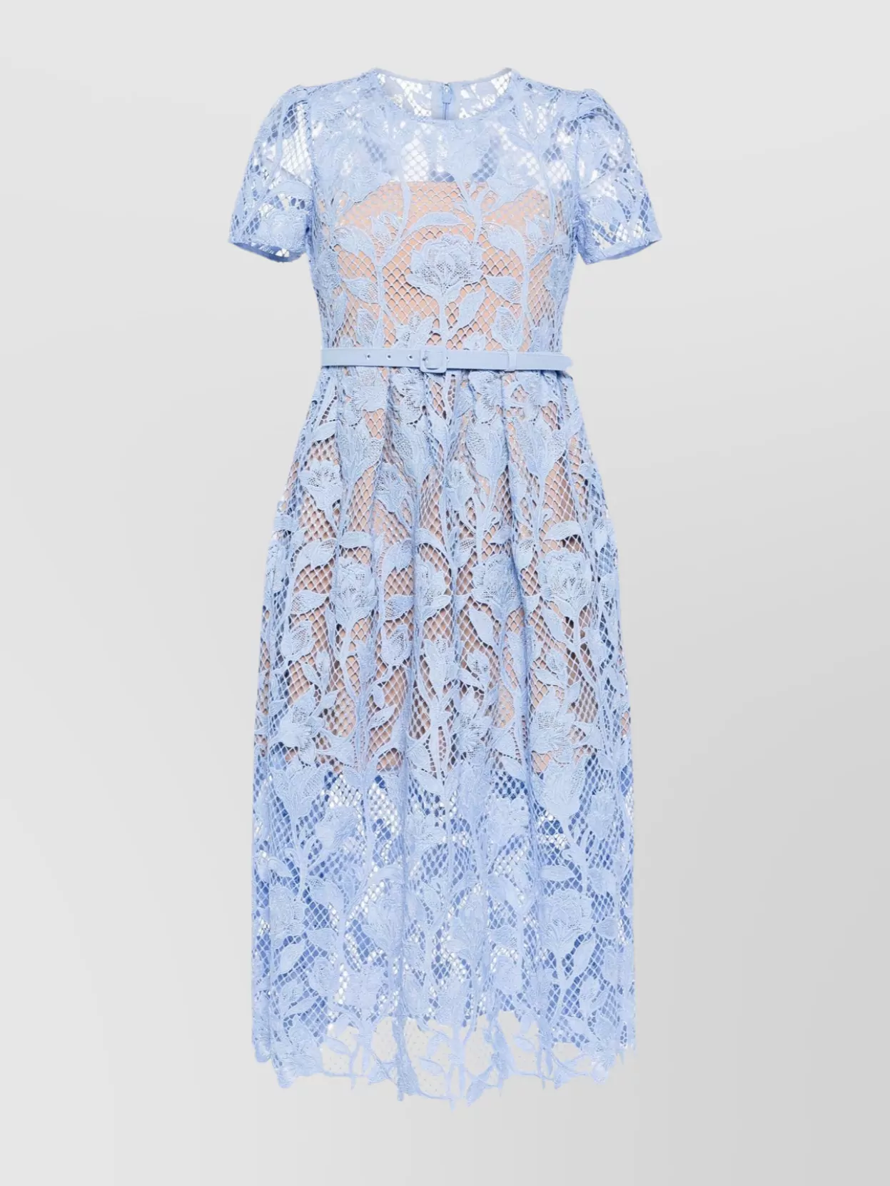 Shop Self-portrait Lace Overlay Midi Dress With Belted Waist