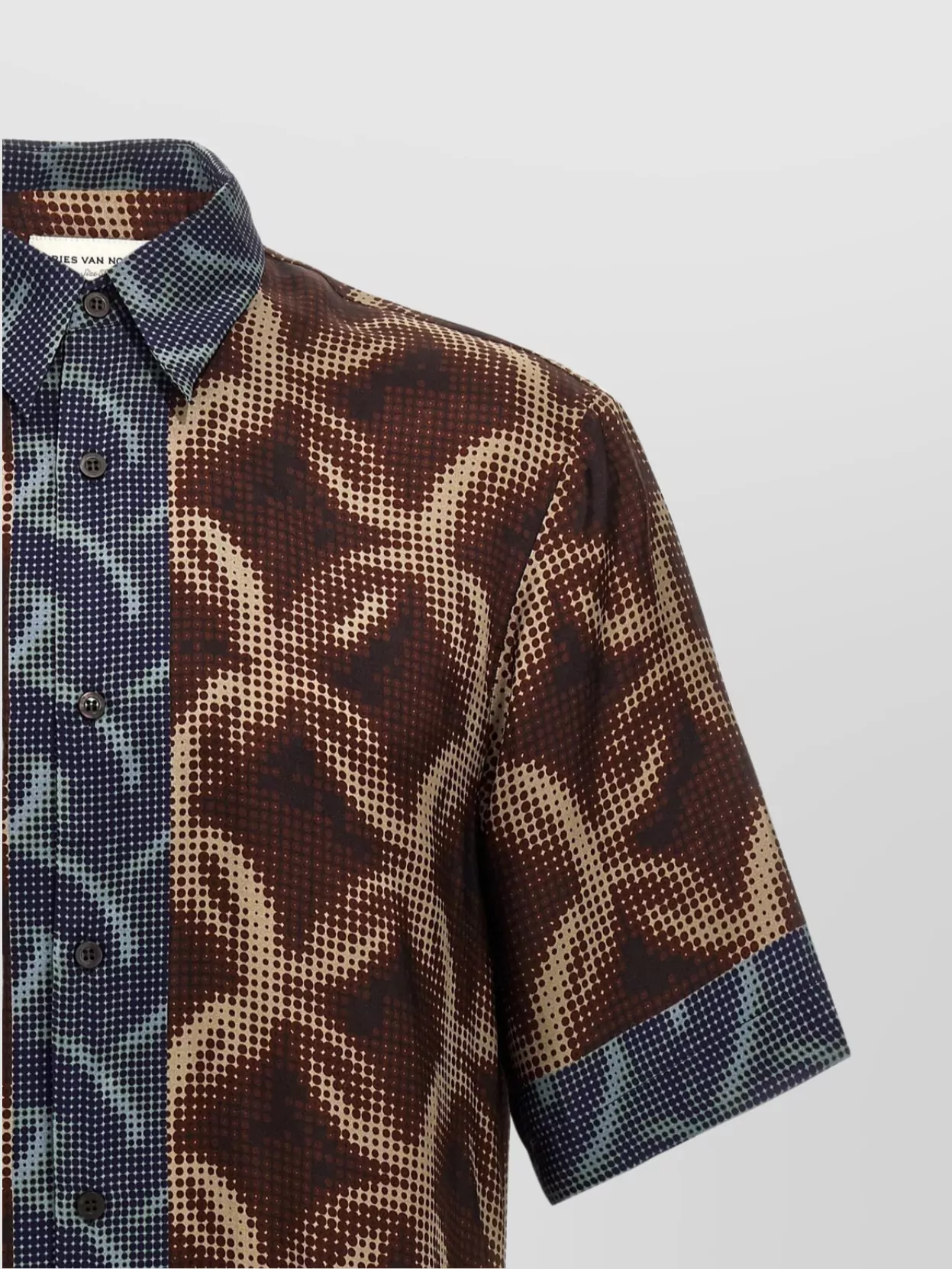 Dries Van Noten Panelled Geometric Pattern Short Sleeve Shirt