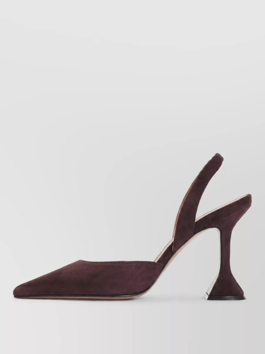 Amina Muaddi Suede Leather Slingback Pumps