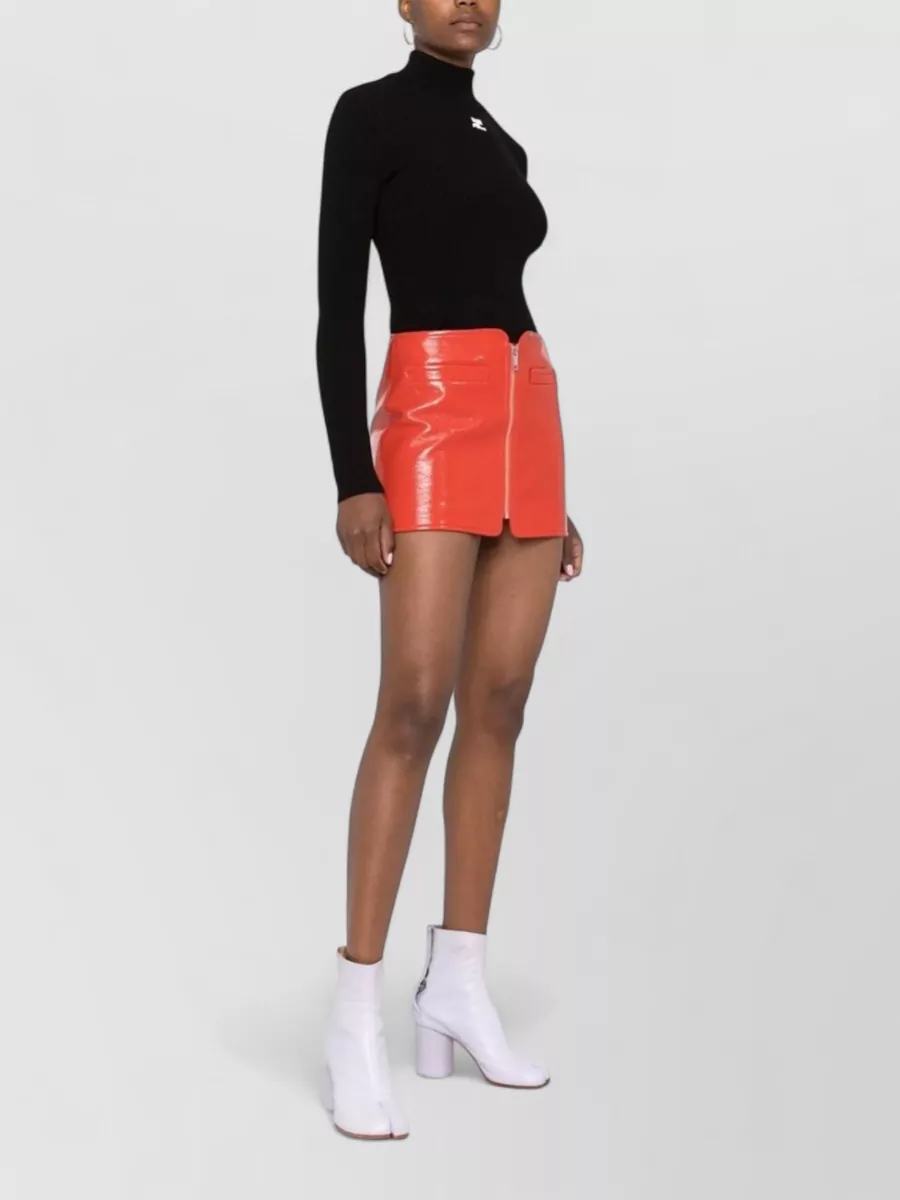 Courrèges Ribbed High-Neck Long-Sleeve Knit Top
