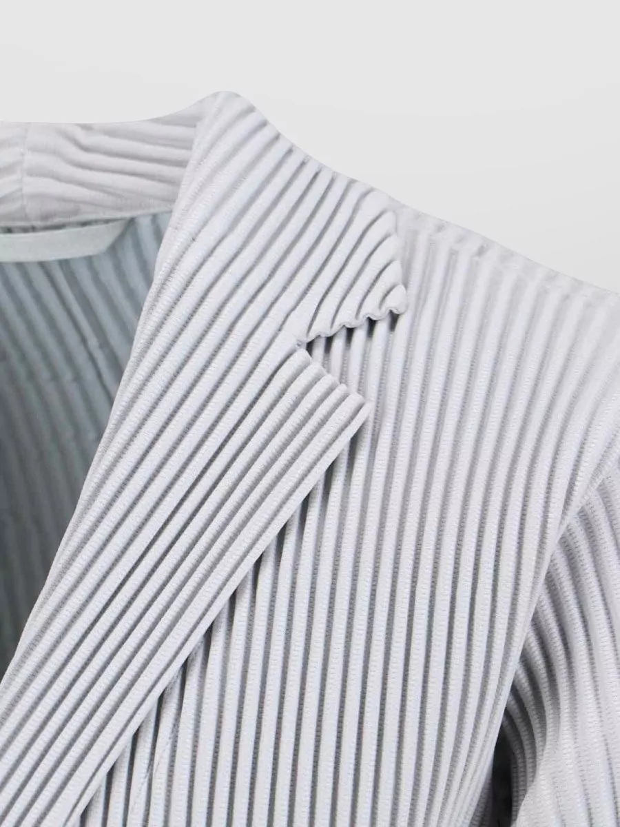 Homme Plisse Issey Miyake Striped Pattern Blazer Long Sleeves