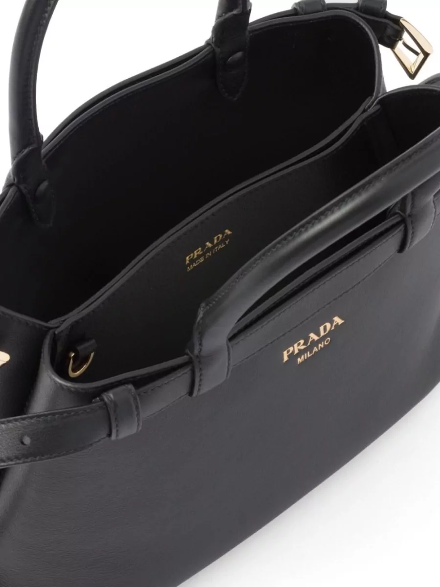 Prada Buckle Small Leather Handbag With Double Belt