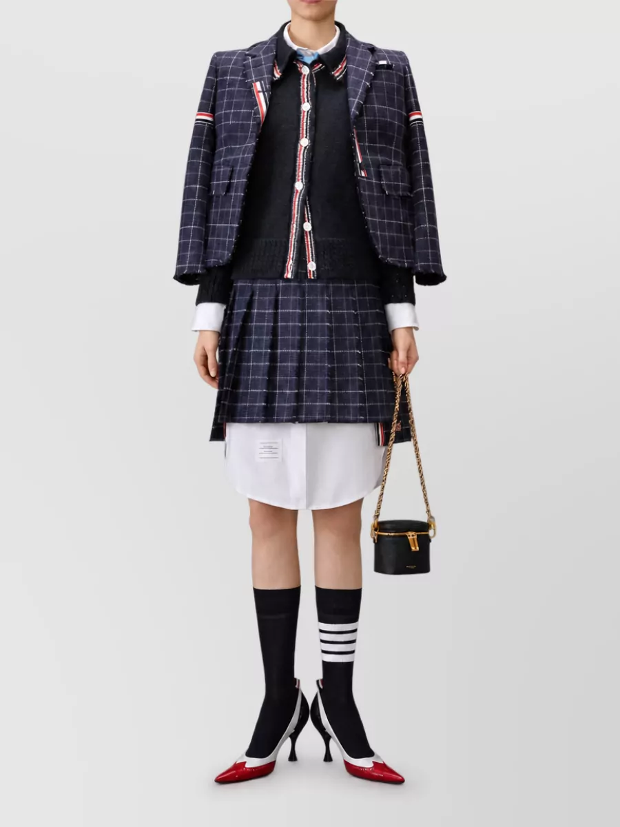 Thom Browne Wool Mohair Pointelle Knit Cardigan