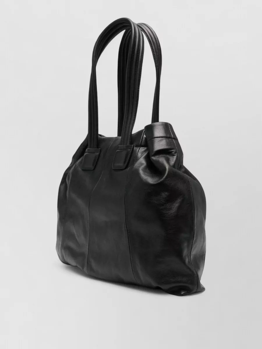 Vic Matie Leather Pebbled Tote Bag