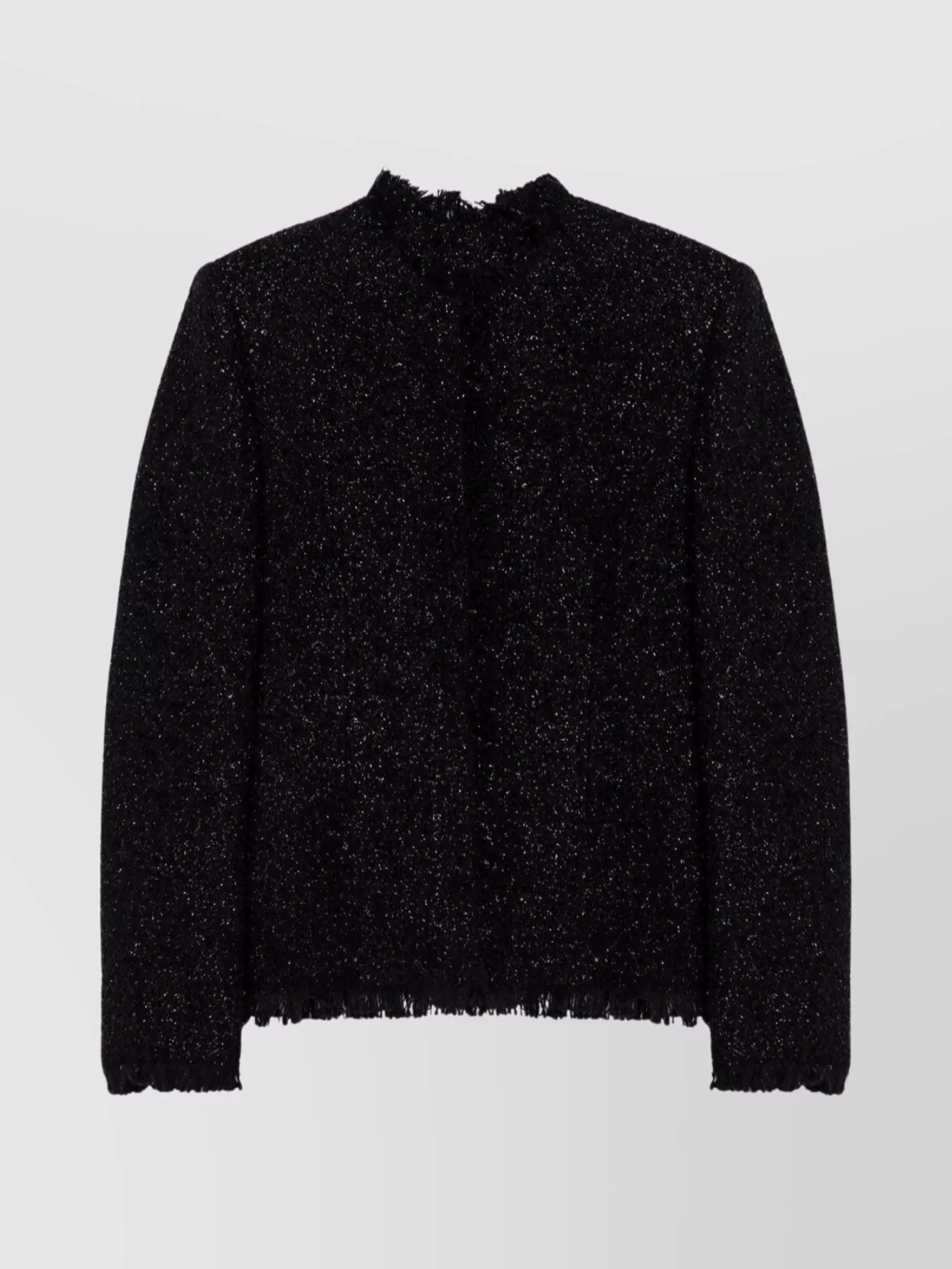 Givenchy Tweed And Lurex Jacket With Fringe Detailing In Black
