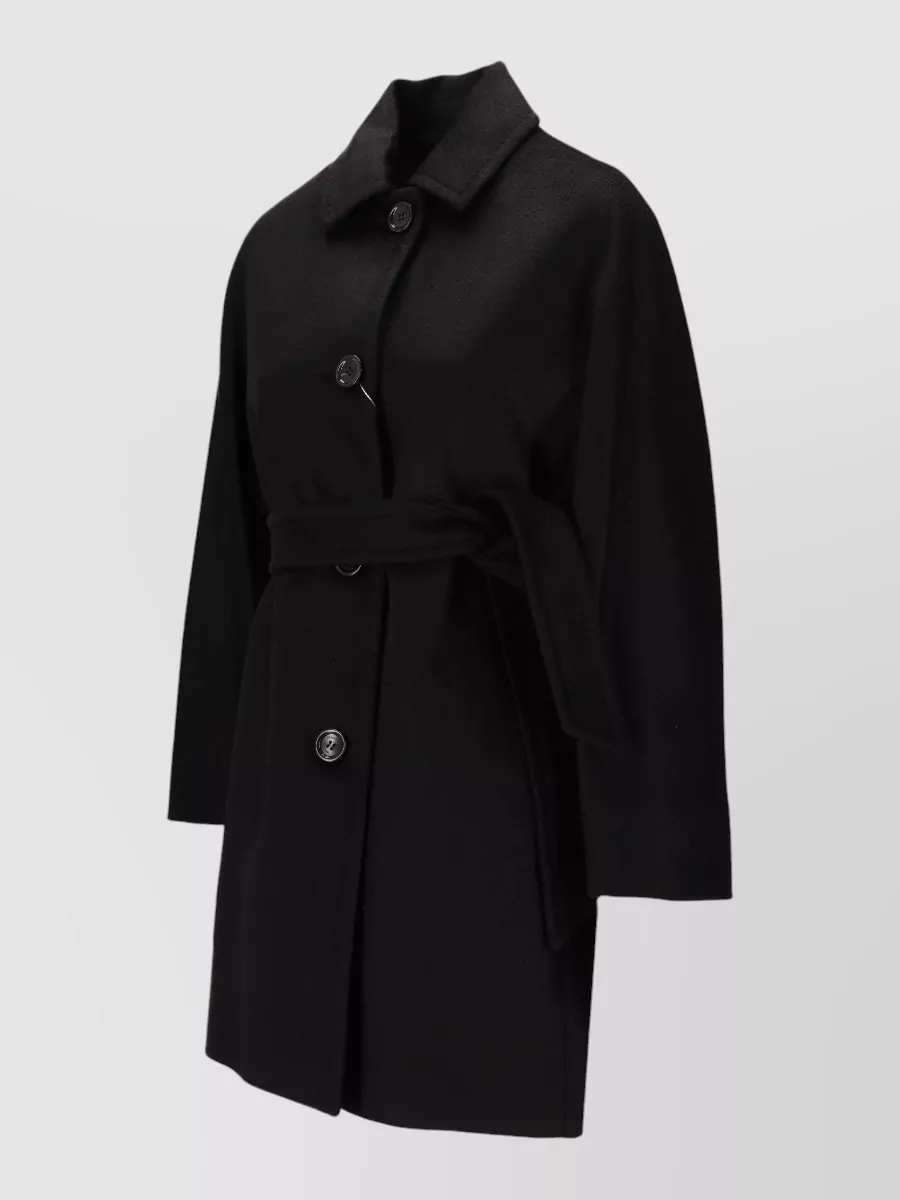 Max Mara Belted Coat Long Sleeves Collared Neck