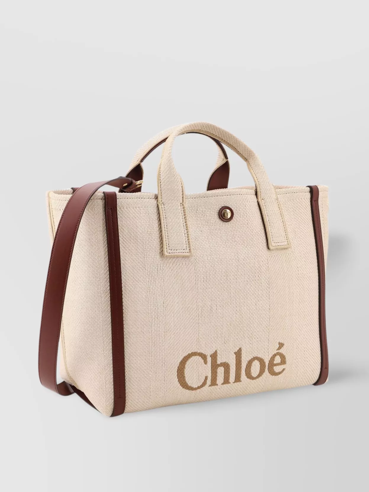 Chloé Carry Canvas Shoulder Bag Logo Embroidery