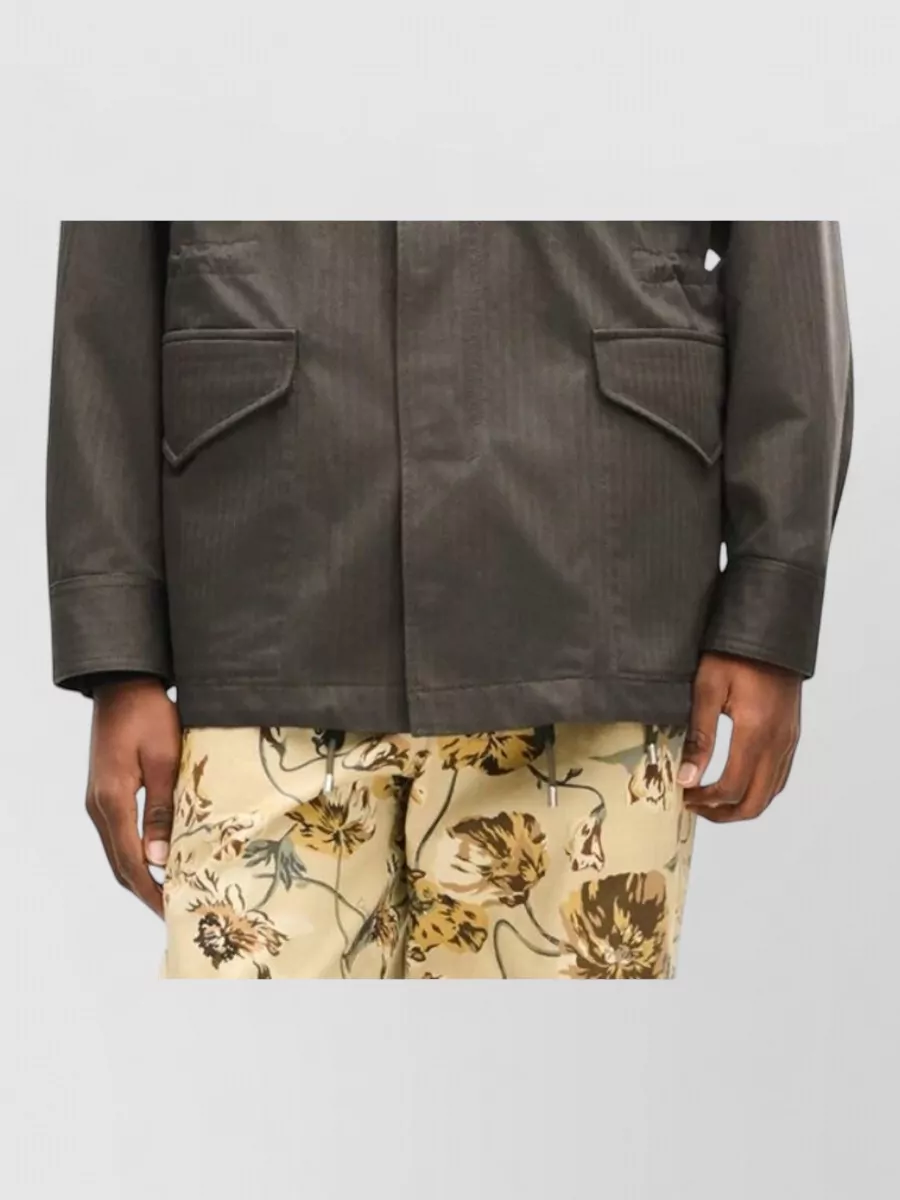 Kenzo cotton herringbone military jacket