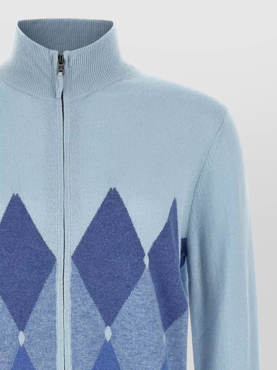 Ballantyne Cashmere Diamond Intarsia Zip Cardigan