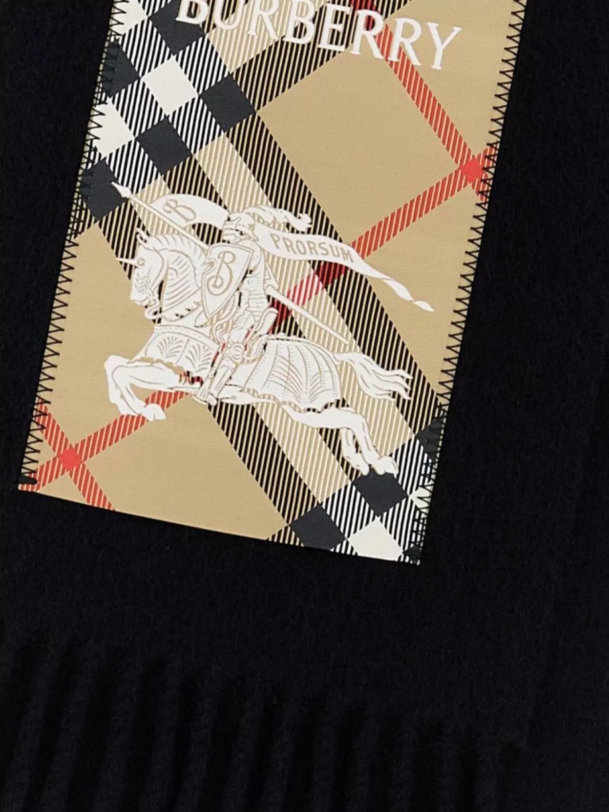 Burberry Cashmere Scarf With Check Pattern And Fringe In Black