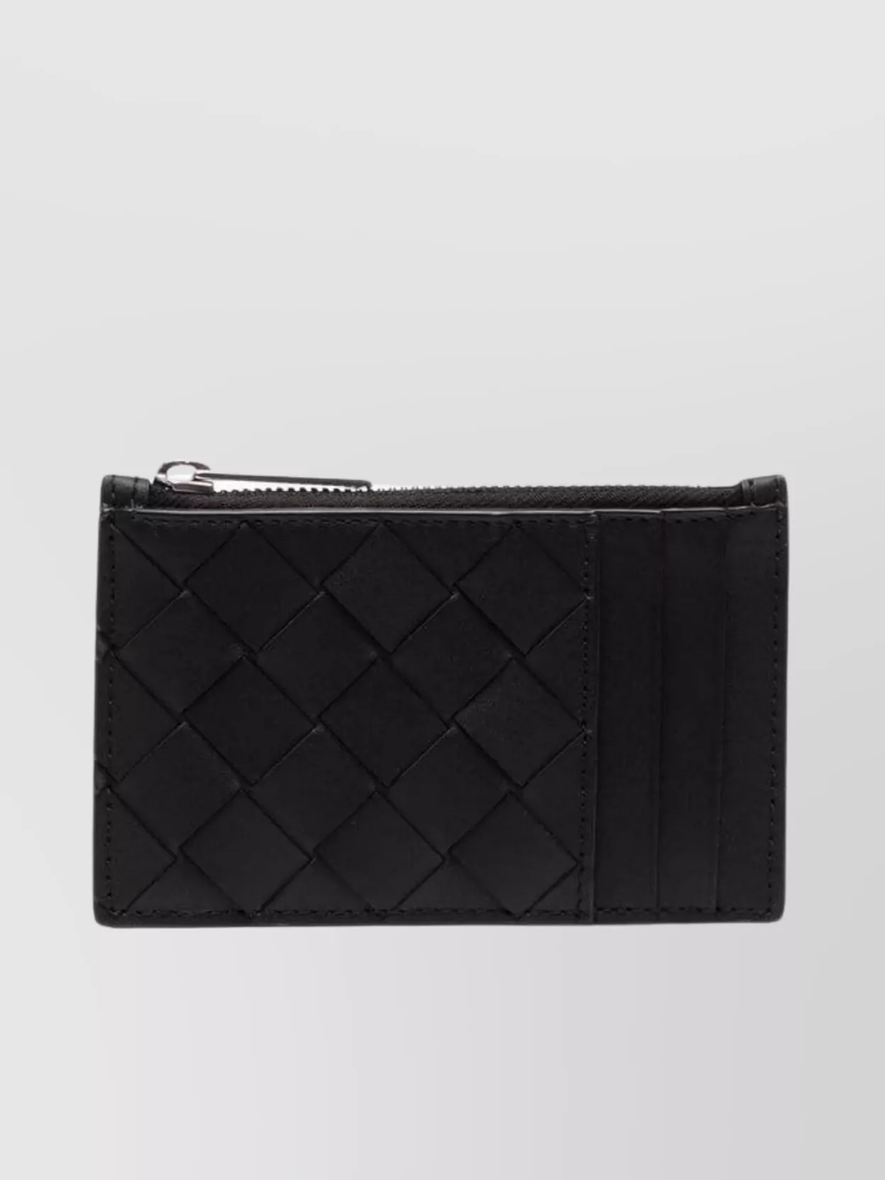Shop Bottega Veneta Quilted Intrecciato Leather Zip Card Case