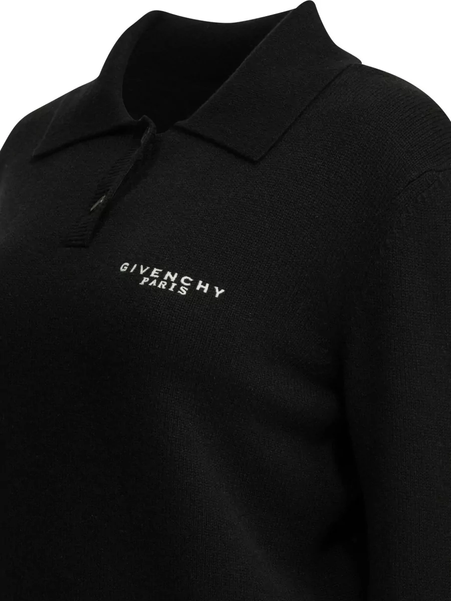 Givenchy Wool Cashmere Long-Sleeve Polo Sweater