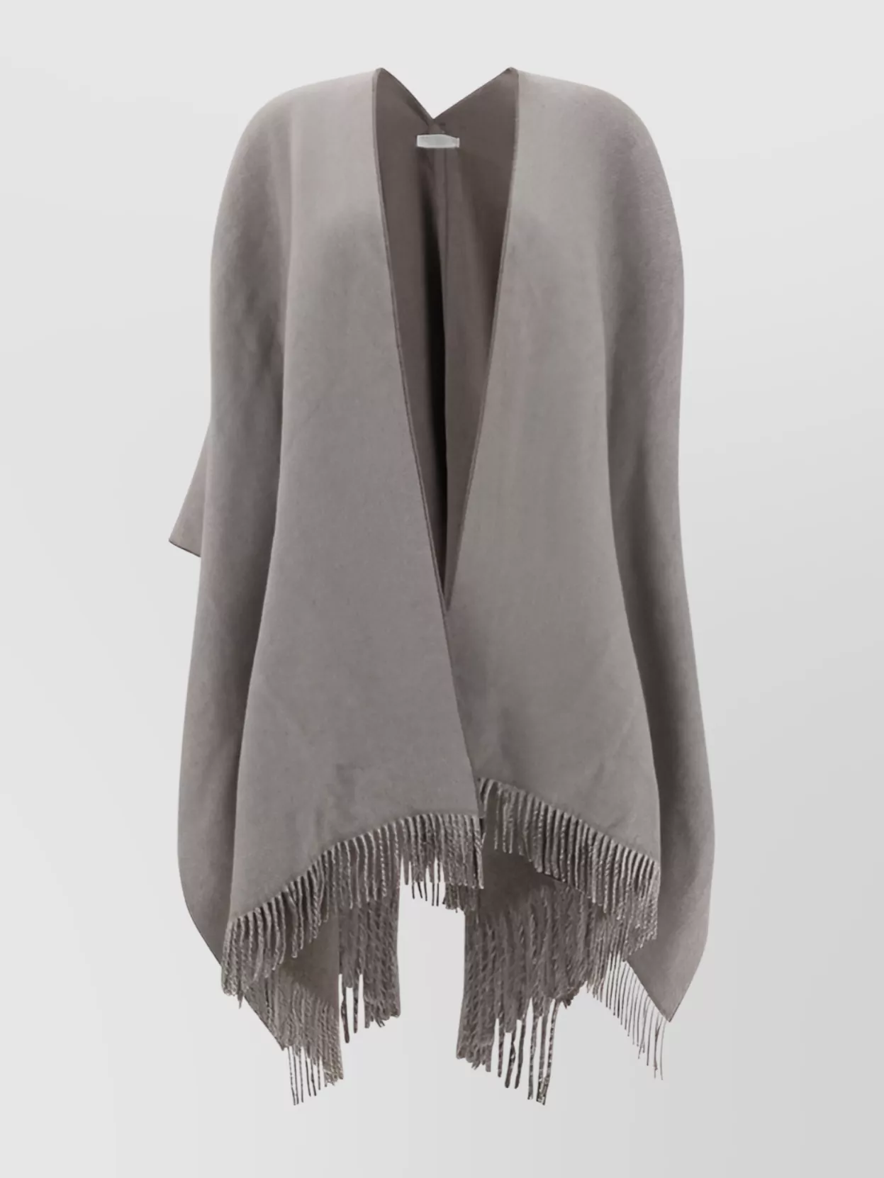 Brunello Cucinelli Reversible Cashmere Poncho Fringe Detail In Brown