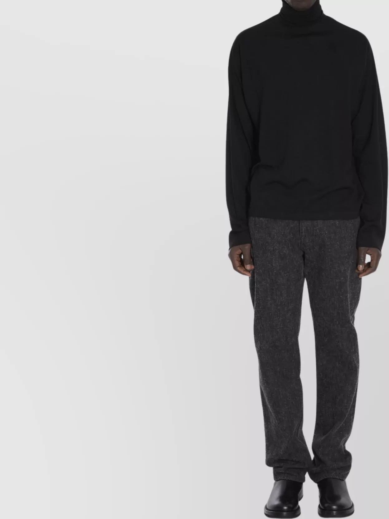 The Row Soft Lightweight Turtleneck Sweater In Fine Wool In Black