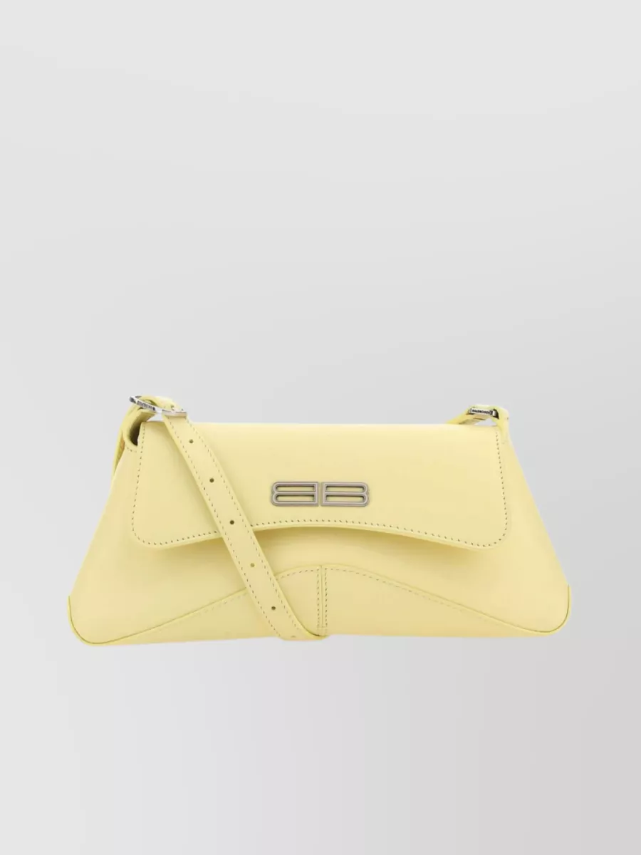Shop Balenciaga Small Flap Crossbody Bag In Pale Leather In Cream