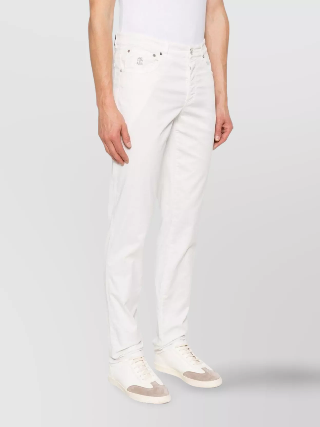 Brunello Cucinelli Straight-cut Trousers With Multiple Pockets In White