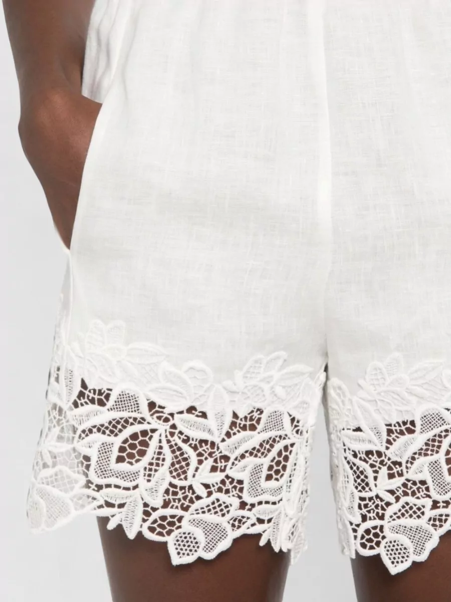 Ermanno Scervino Linen Embroidered Cropped Shorts