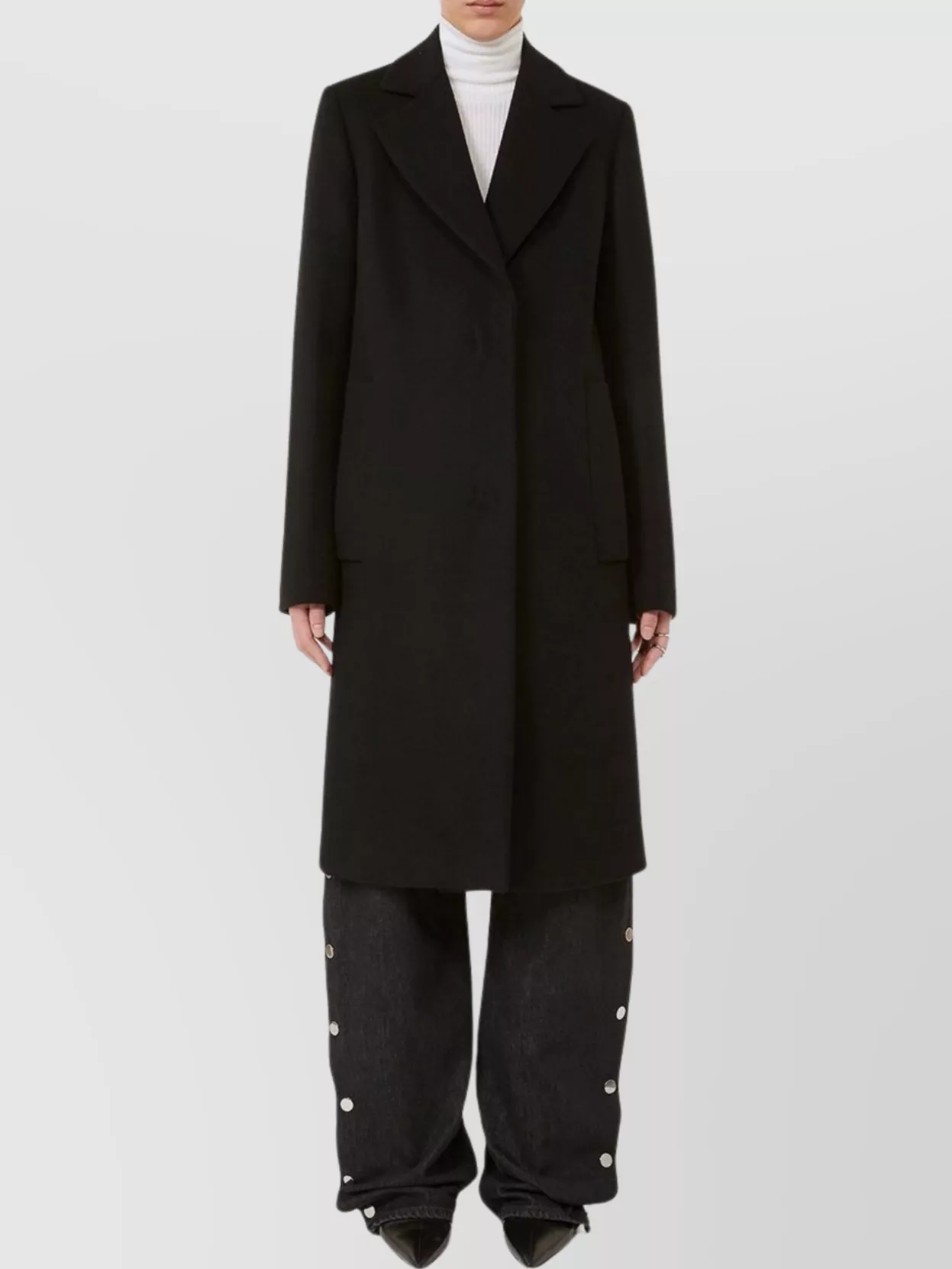 Sportmax Long Double Lined Coat Pockets In Black