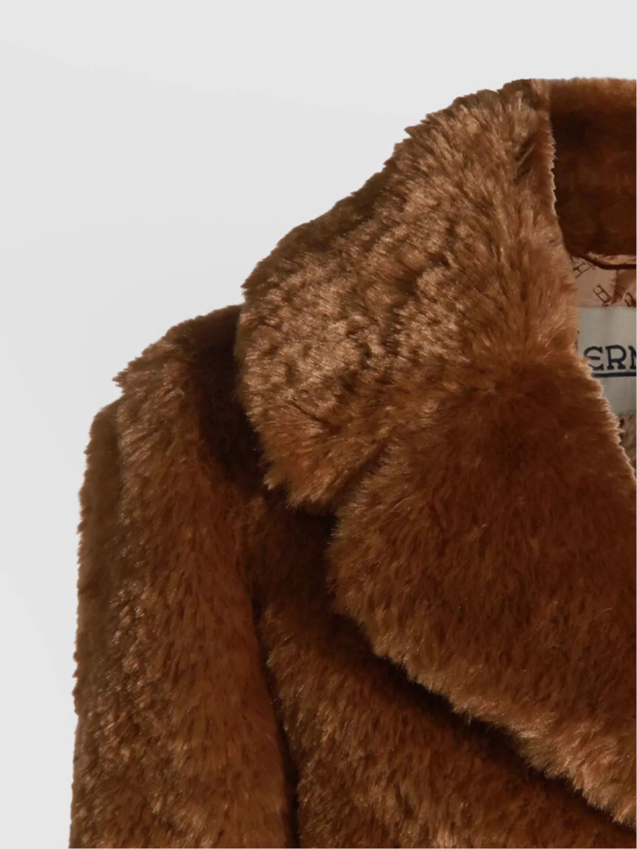 Herno Longline Faux Fur Notched Lapel Single-Breasted Coat