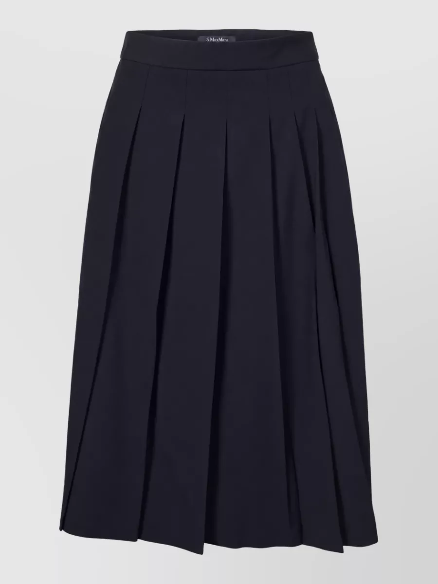 S Max Mara Virgin Wool Pleated Midi Skirt