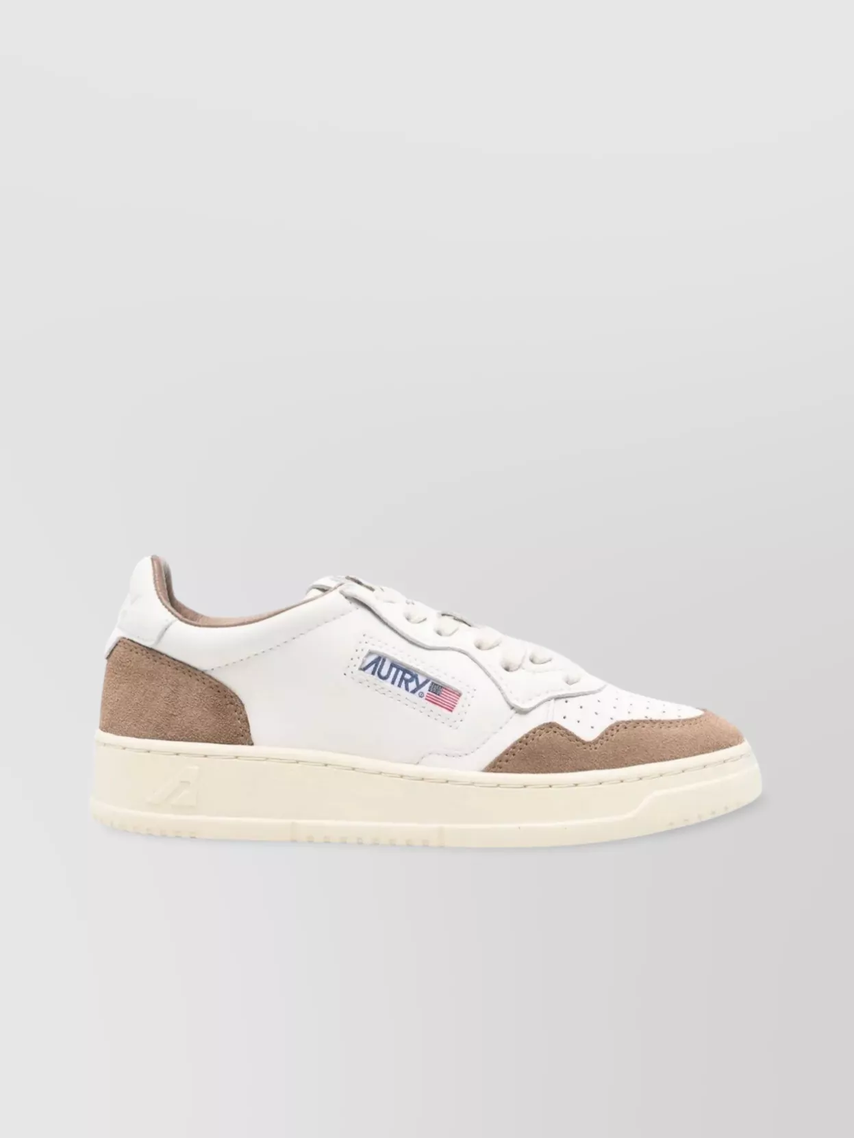 Autry Low Sneaker With Contrast Panels And Perforated Detailing In White