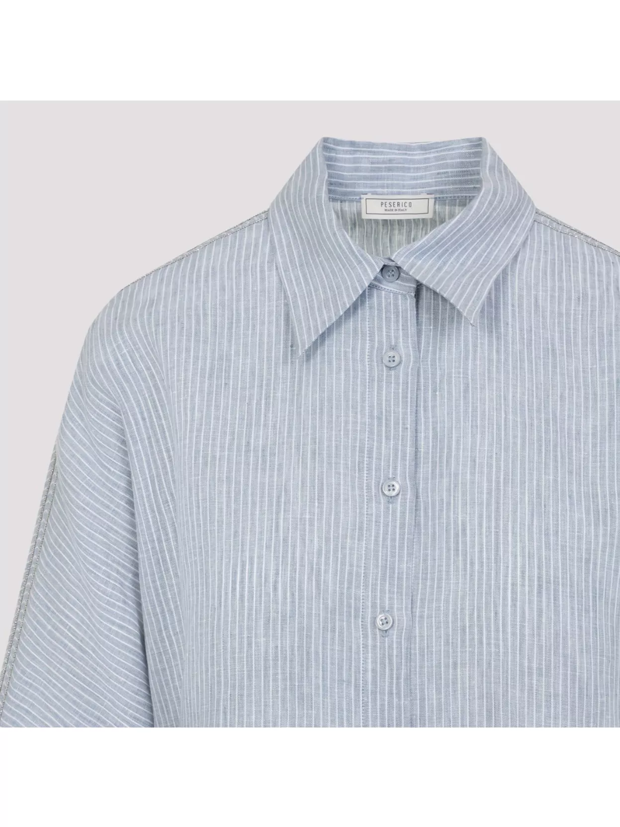 Shop Peserico Linen Shirt 3/4 Sleeves