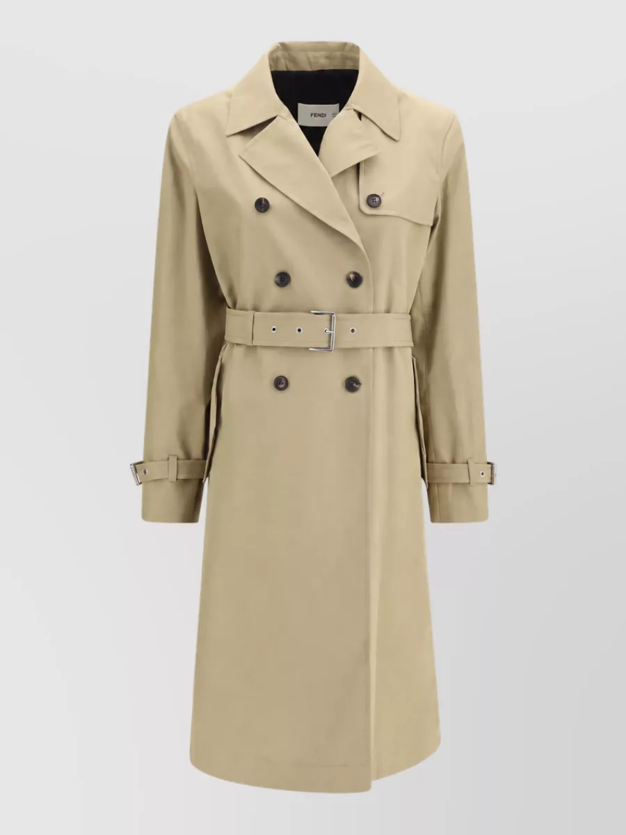 Fendi cotton double-breasted belted trench coat