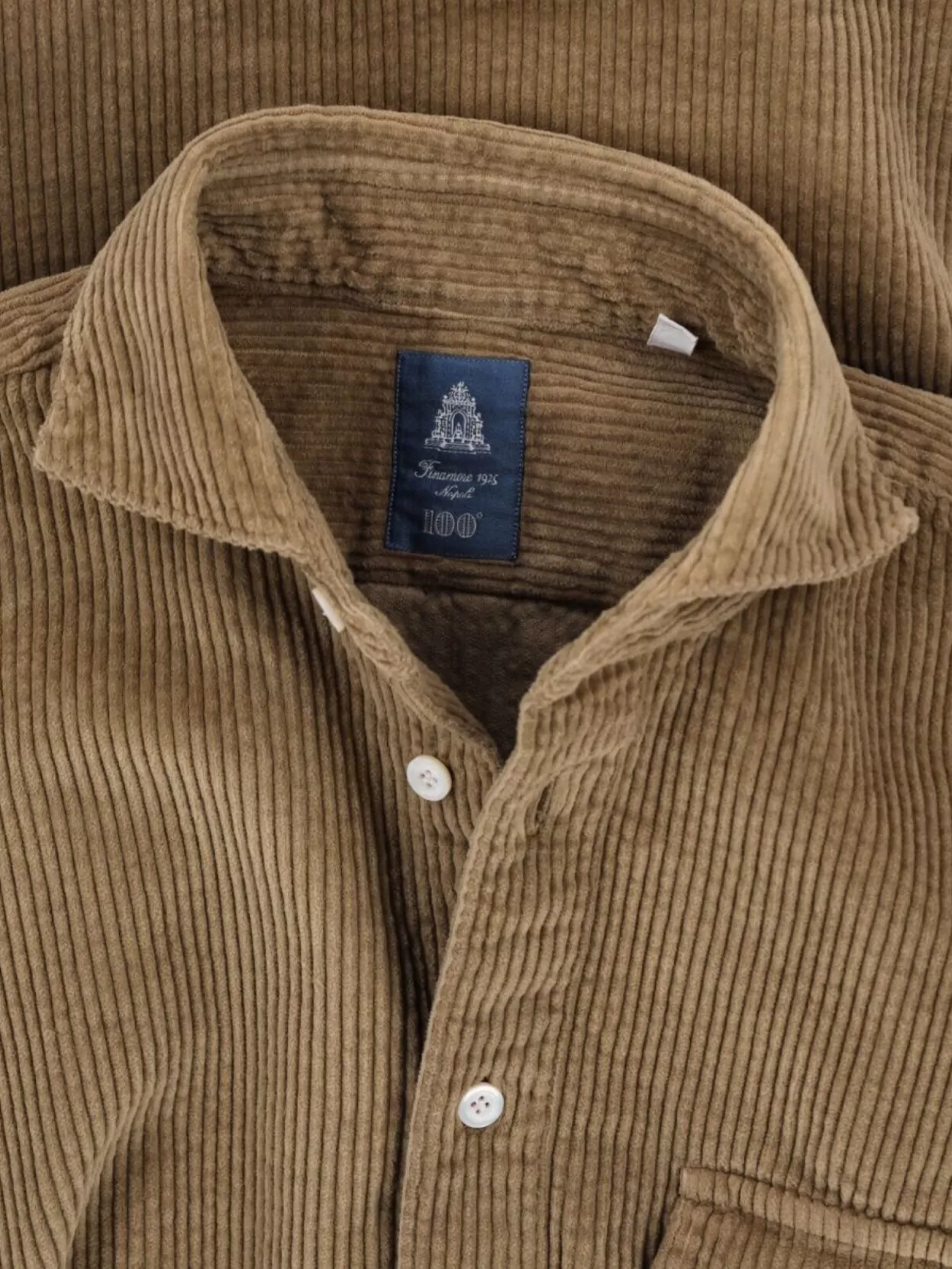 Finamore Casual Corduroy Shirt Button-Down Collar