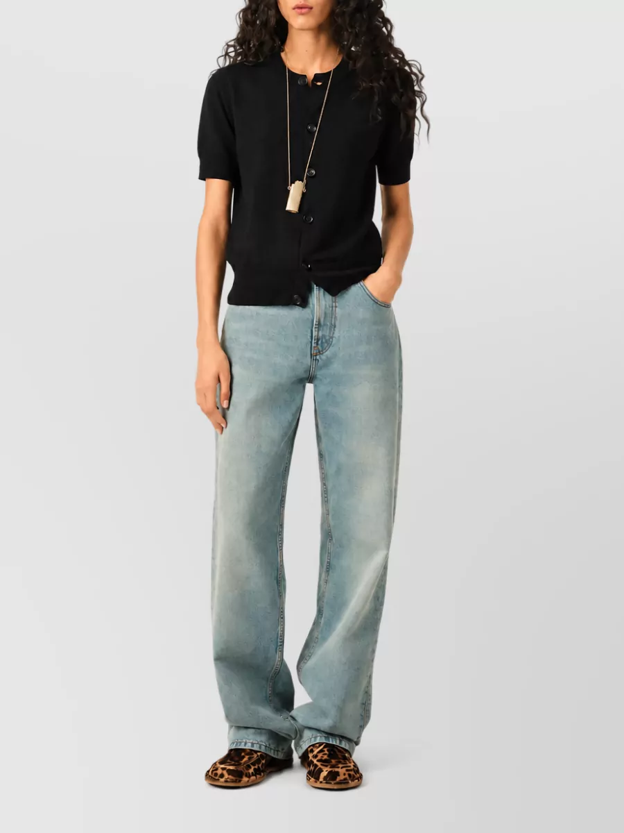 Ami Paris Short Sleeve Wool Cardigan