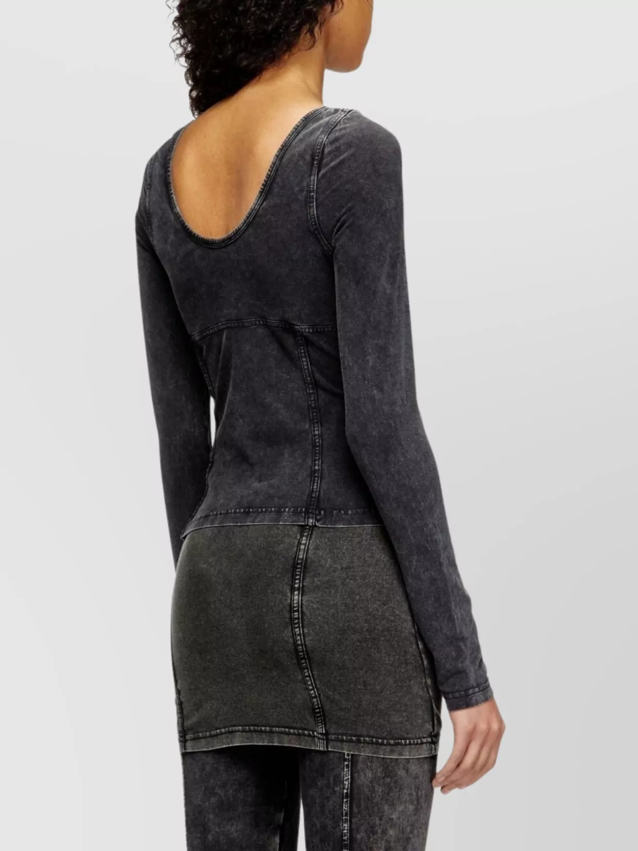 Diesel Long-sleeve Top With Denim Effect