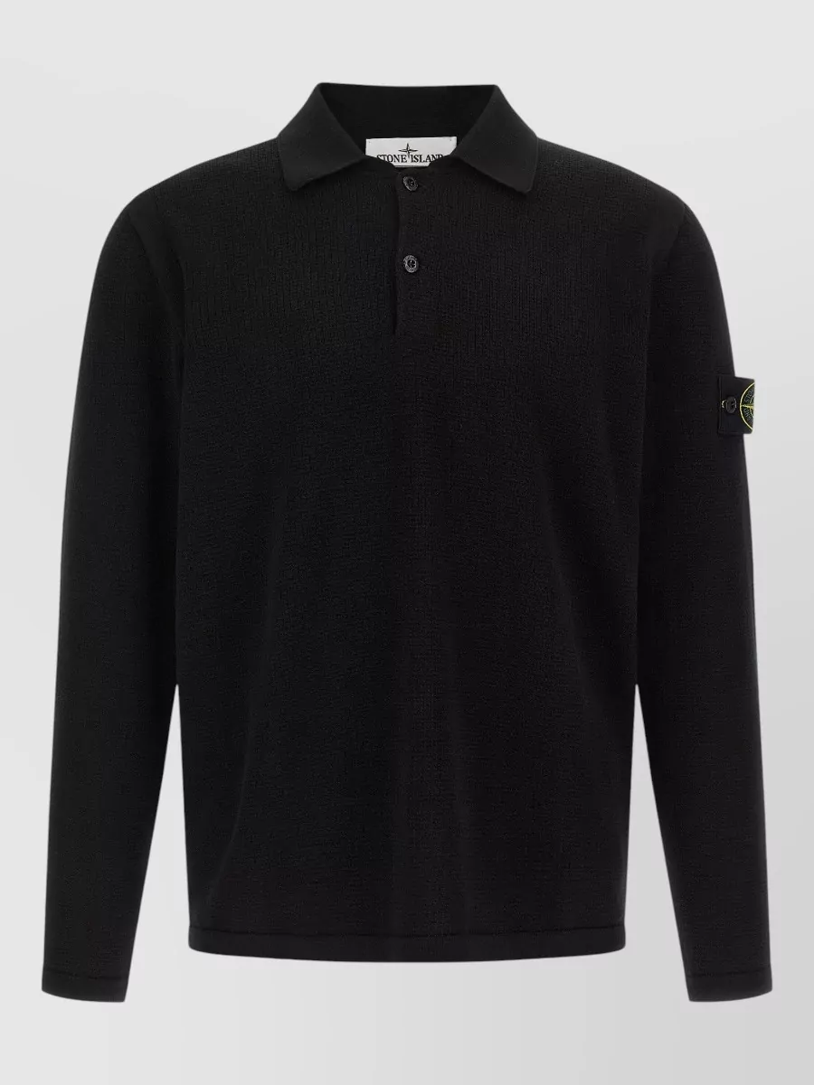 Stone Island Ribbed cotton long-sleeve polo shirt