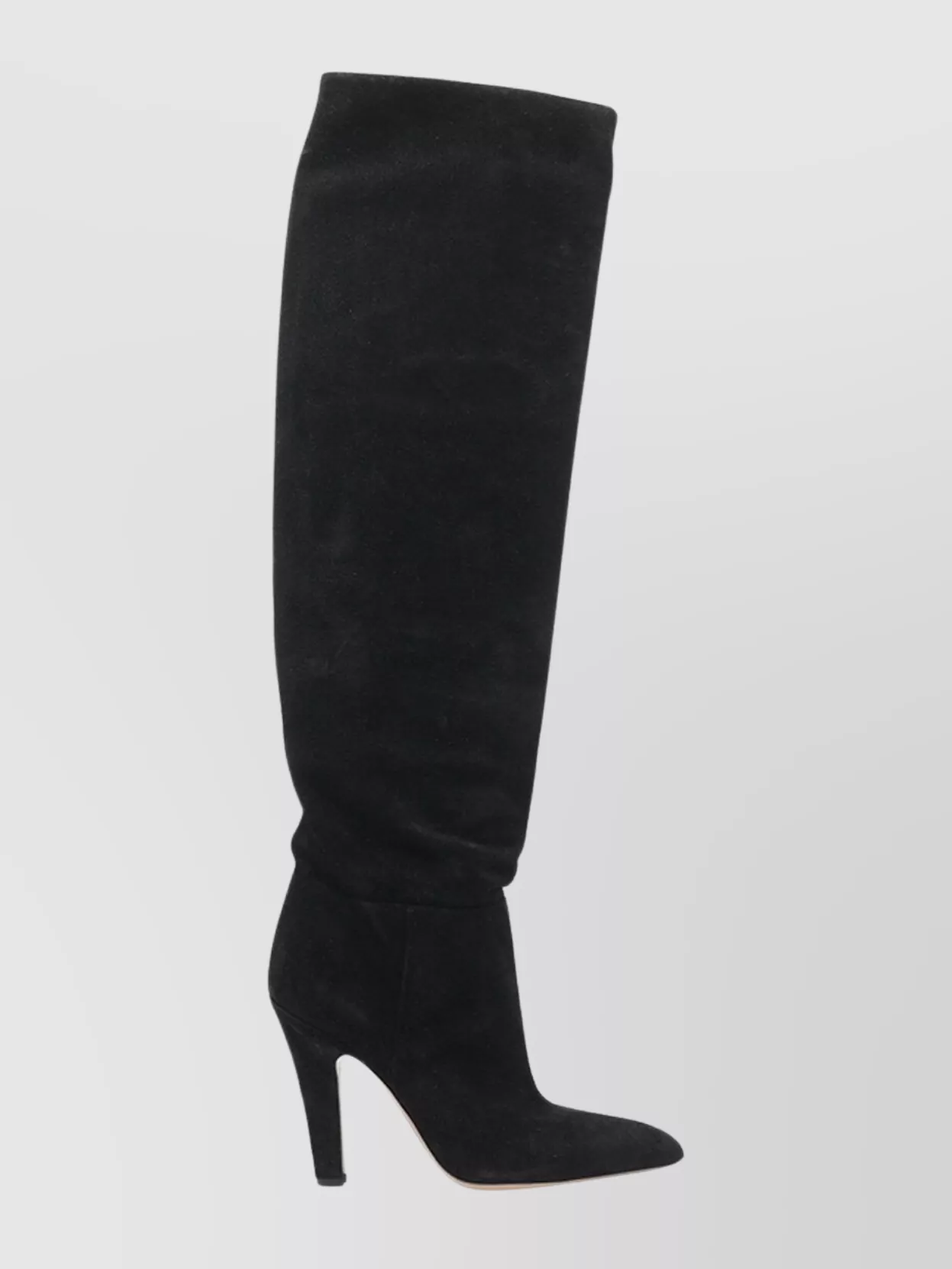 Paris Texas Suede Over The Knee Pointed Toe Boots In Black