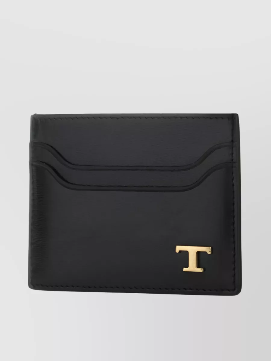 Tod's Embossed Leather Card Holder In Black