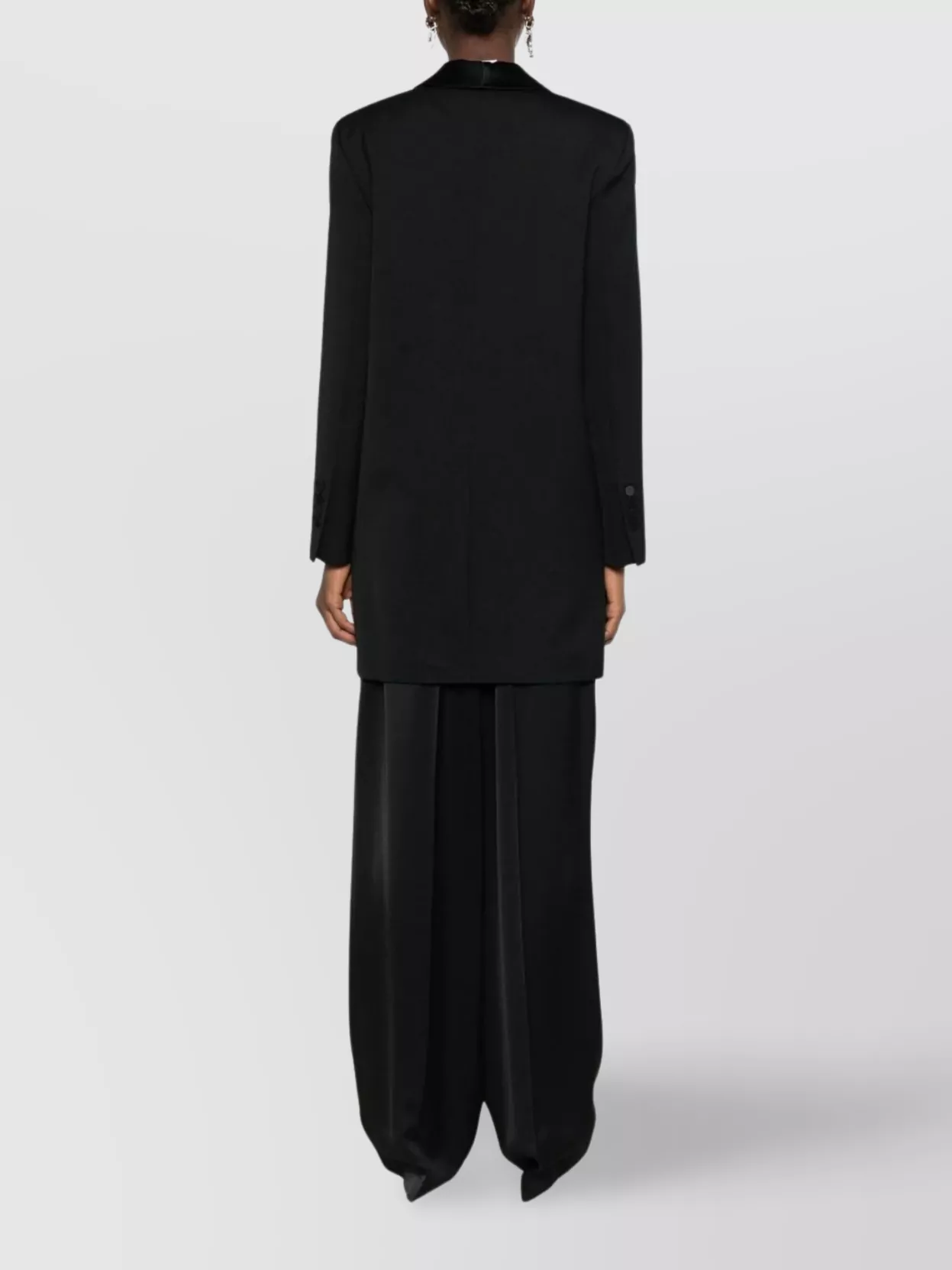 Semicouture Longline Satin Lapel Jacket Pockets