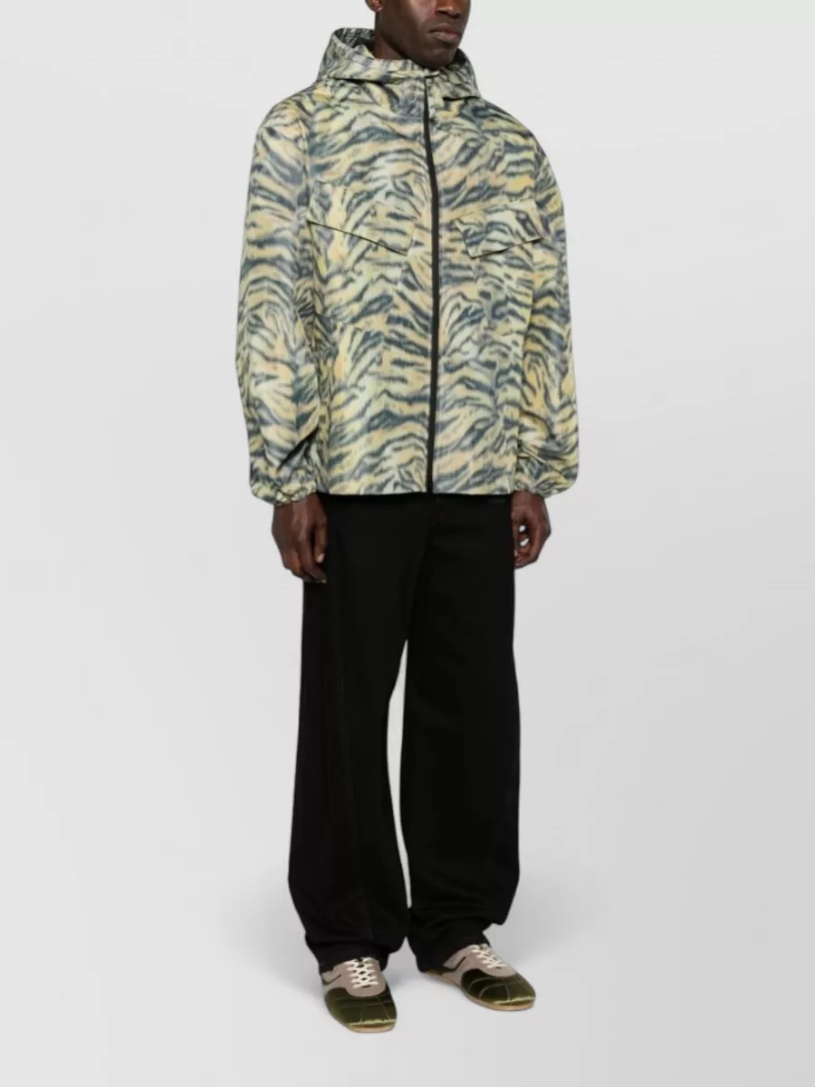 Kenzo Hooded Blazer Silk Nylon All Over Print