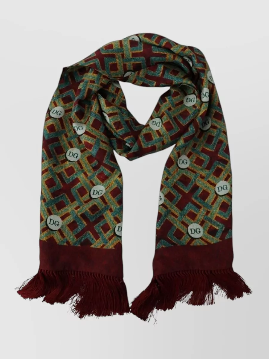 Dolce&Gabbana silk logo-print fringe scarf