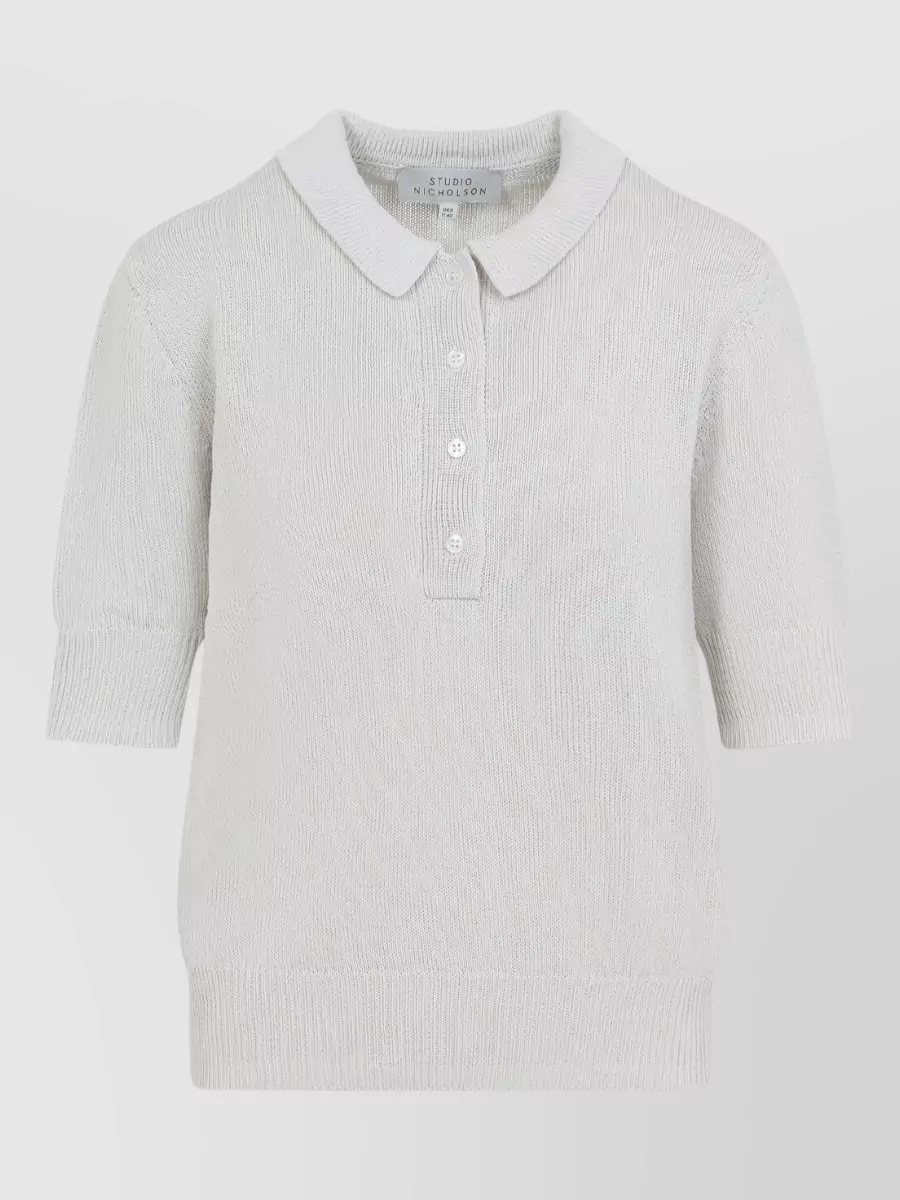 Studio Nicholson ribbed short-sleeve polo top