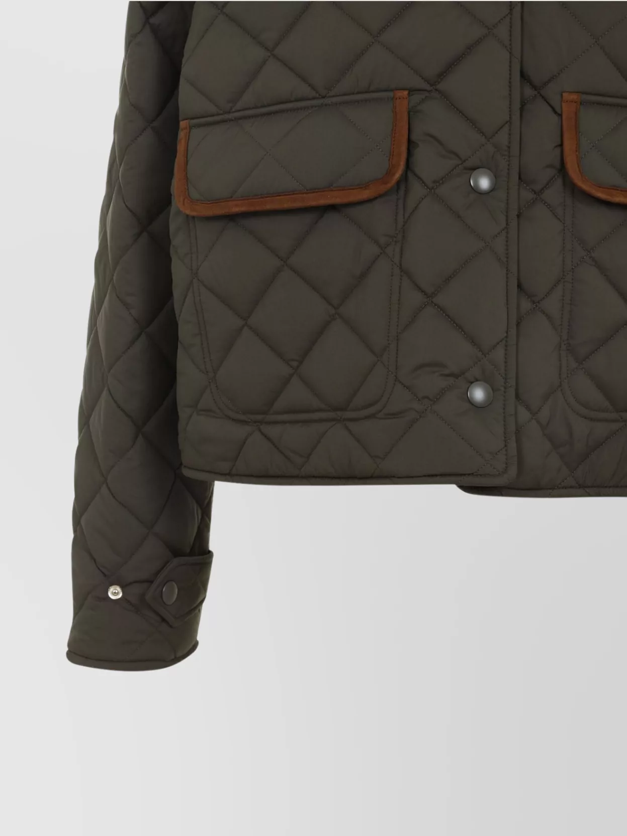 Miu Miu Women Quilted Nylon Jacket With Suede Details In Green
