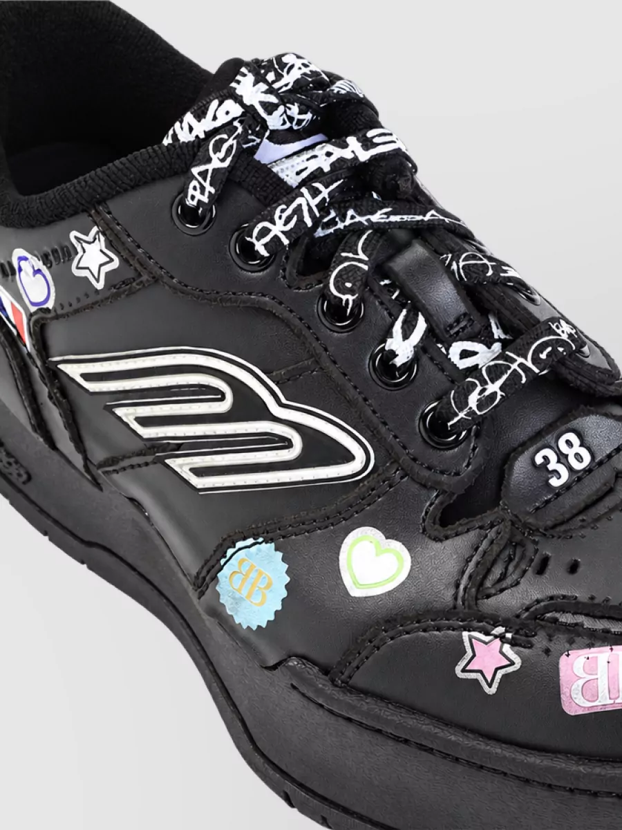 Balenciaga Leather Printed Platform Low-Top Sneakers