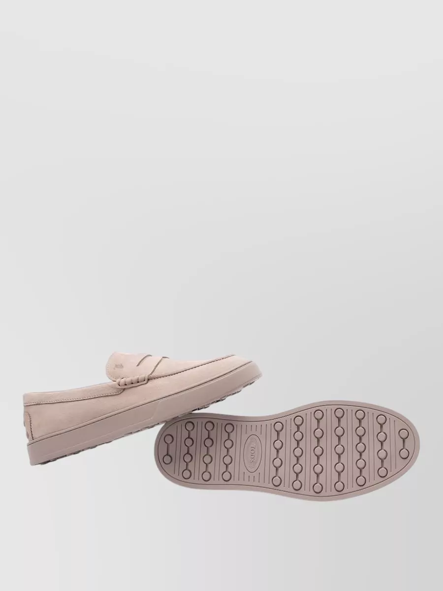 Tod's Suede Penny Loafers Round Toe Design