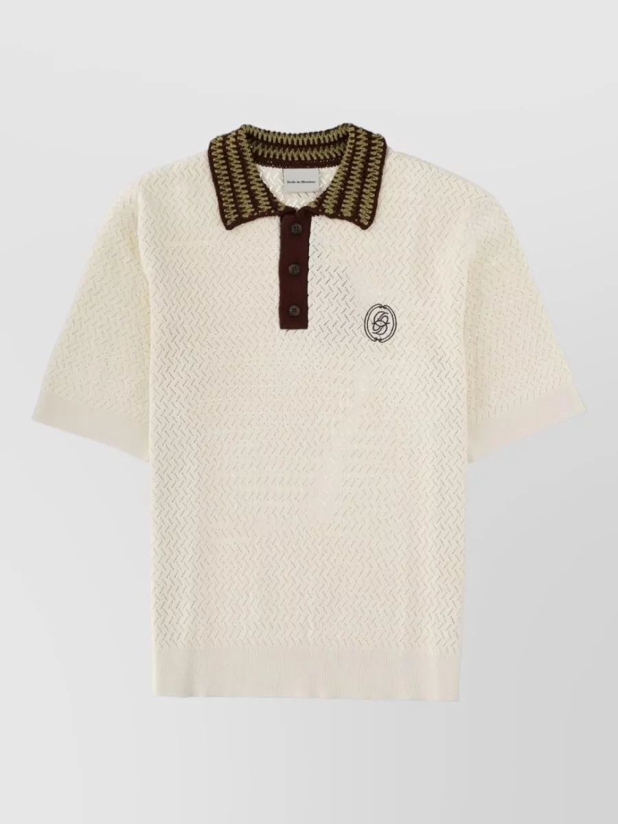 Drôle De Monsieur open-knit cotton polo shirt