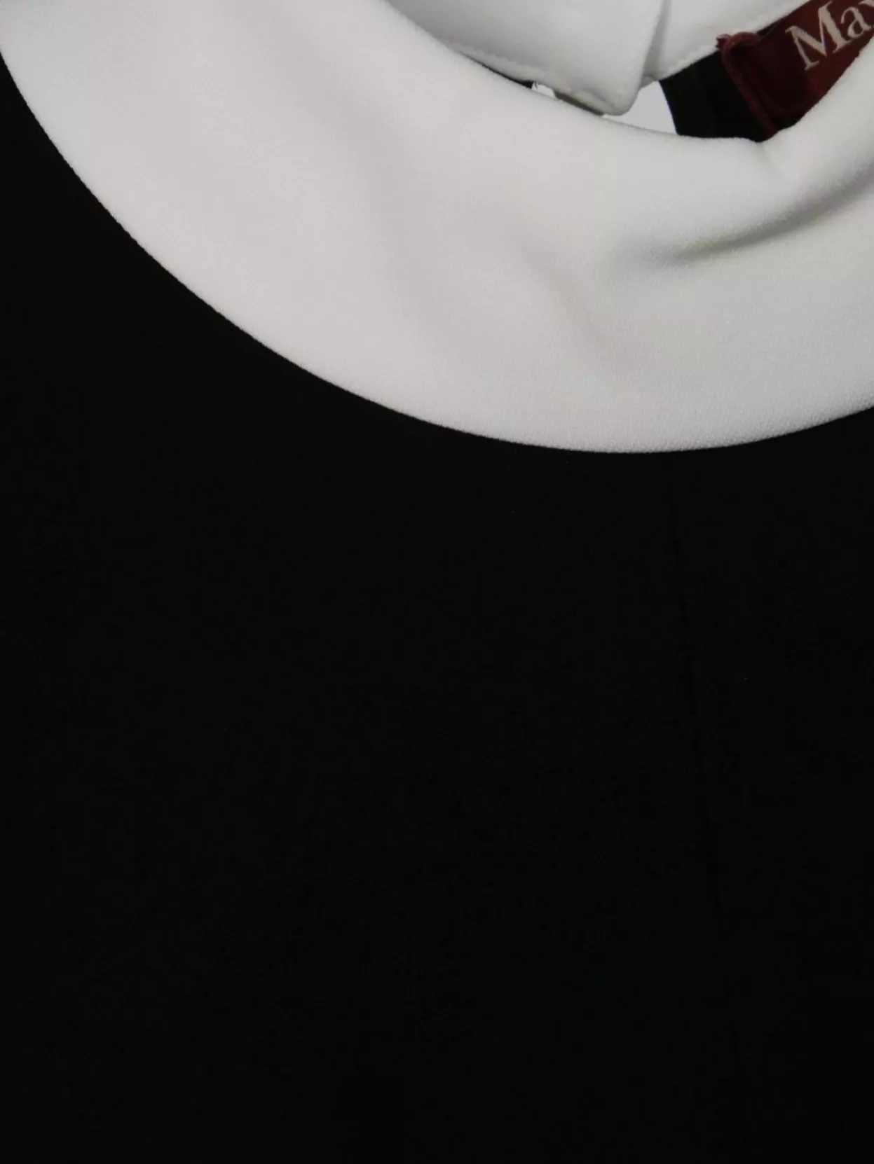 'S MAX MARA CAP SLEEVE CONTRAST COLLAR KNEE DRESS