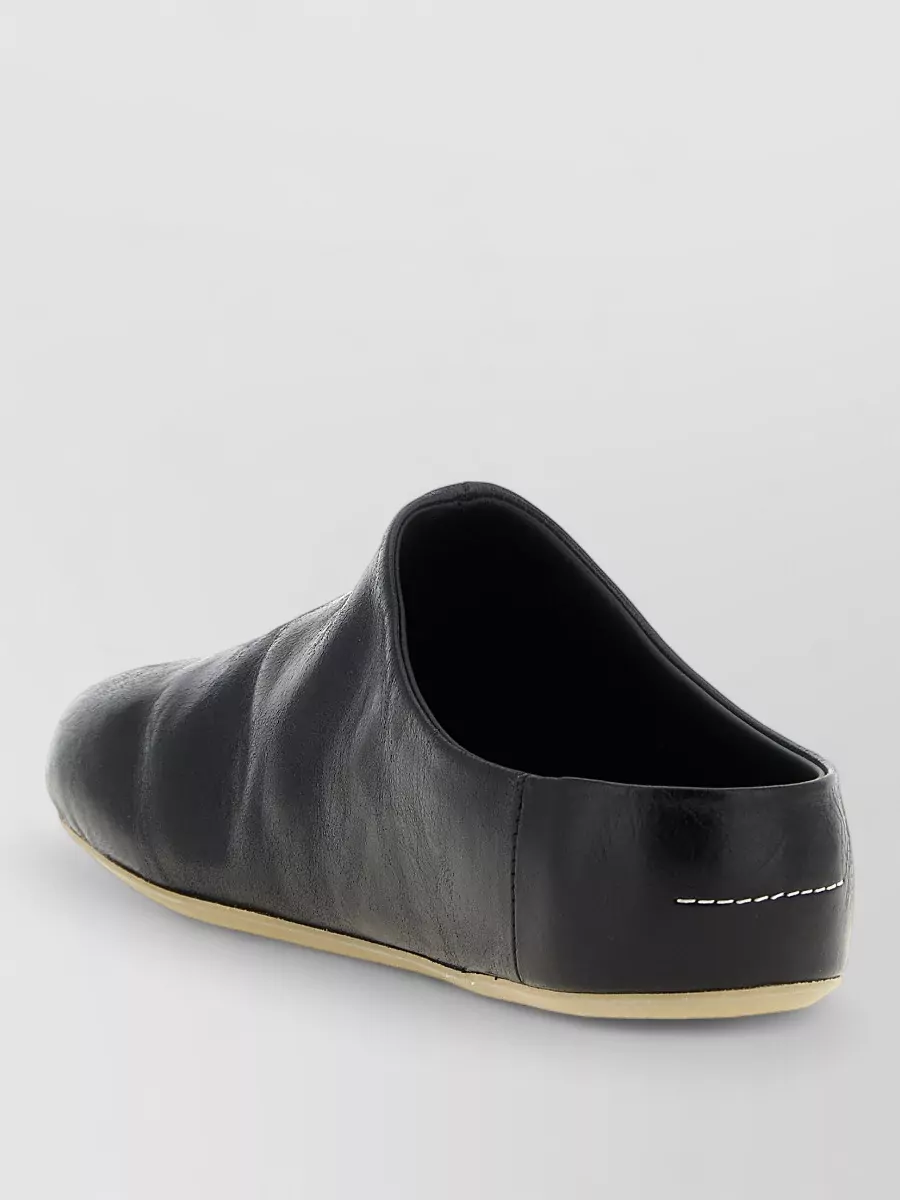 Mm6 Maison Margiela Leather Square-Toe Slippers