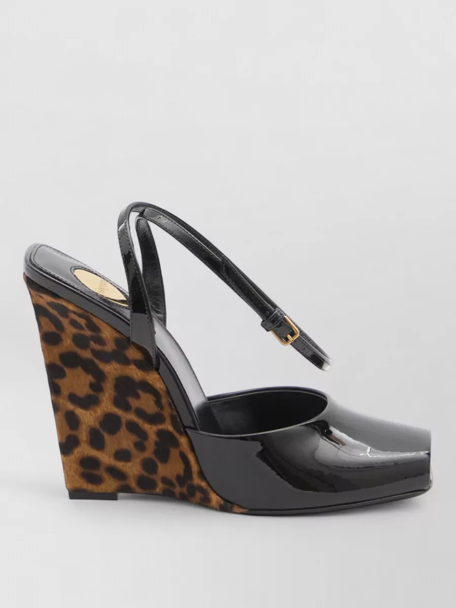 Saint Laurent La Scandale Wedge Open Toe Sandals