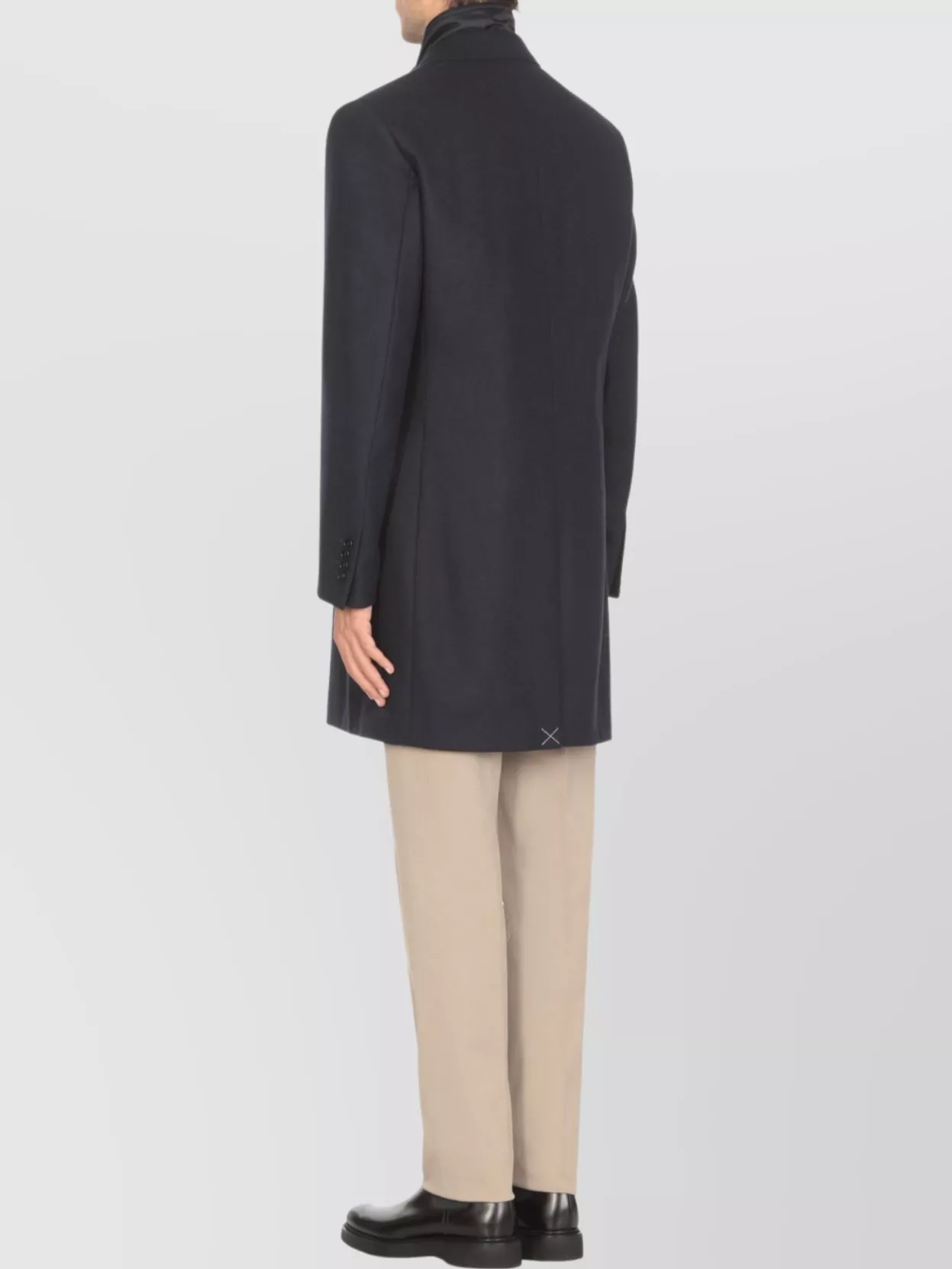 Fay Wool Coat With Peak Lapel Collar