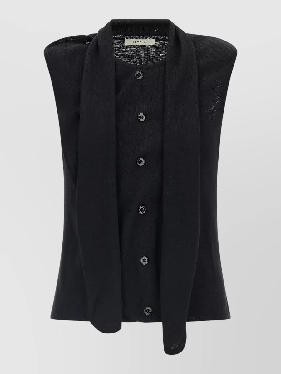 Lemaire Fine-Knit Draped Asymmetric Sleeveless Knitted Top